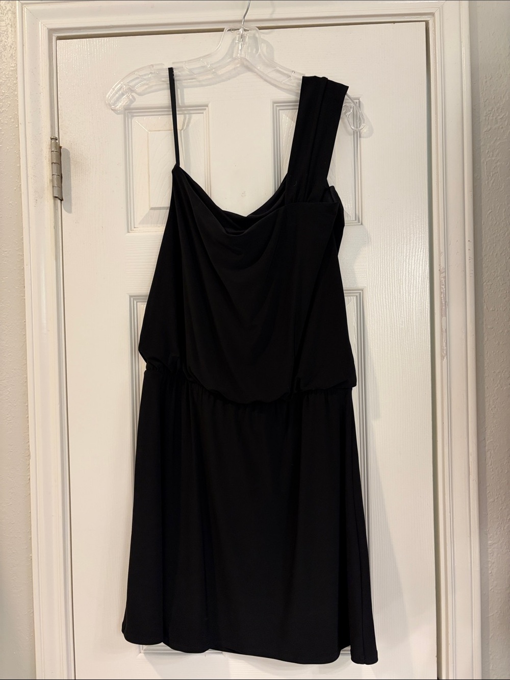 White House Black Market Black One-Shoulder Draped Dress - Picture 6 of 8